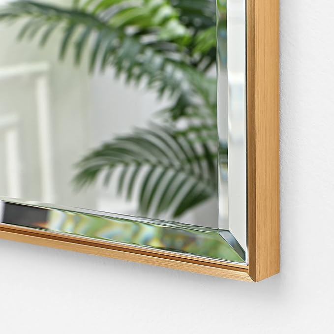 30x36 Inch Gold Mirror with Beveled Trim, Aluminum Frame Bathroom Vanity Mirror - Image 2