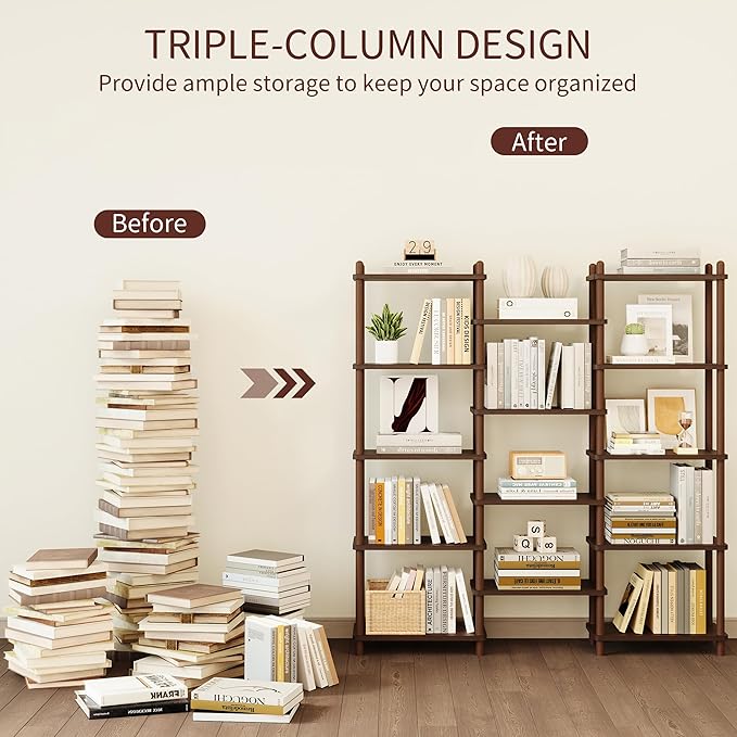 IOTXY Wooden Triple Wide Bookshelf - Image 5