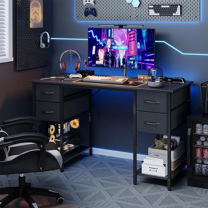 Computer Desk with 4 Drawers, 47 Inch Office Desk with Storage, Gaming Desk - Image 2