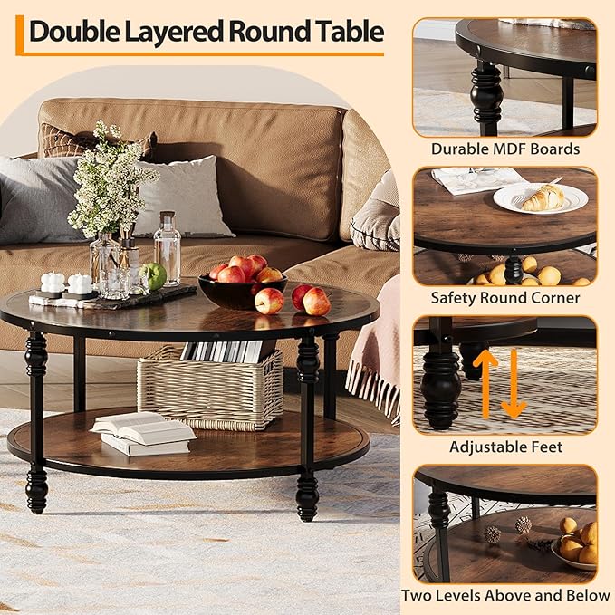 Round Coffee Table, Living Room Center Table - Image 4