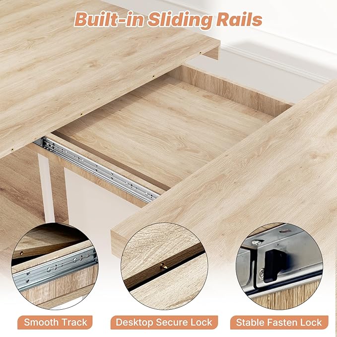 63"-78.7" Expandable Dining Table, 6-10 Farmhouse Kitchen Table, Extendable - Image 4