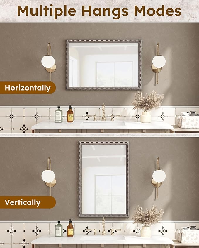 Axeman 24x36 Wood Wall Mirror, Rustic Bathroom Mirror, Vintage Wall Mounted - Image 4