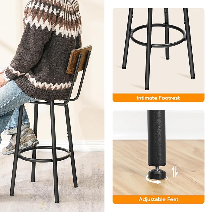 HOOBRO 3 Pieces Round Bar Height Table and Chairs Set, Round Dining Table Set - Image 5