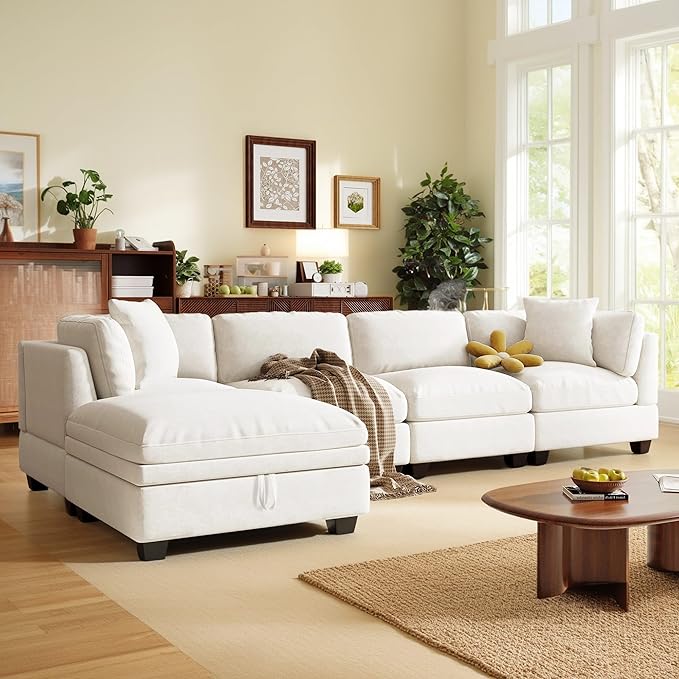 127.6 Inch 5-Seat Modular Convertible Sectional Sofa - Image 3