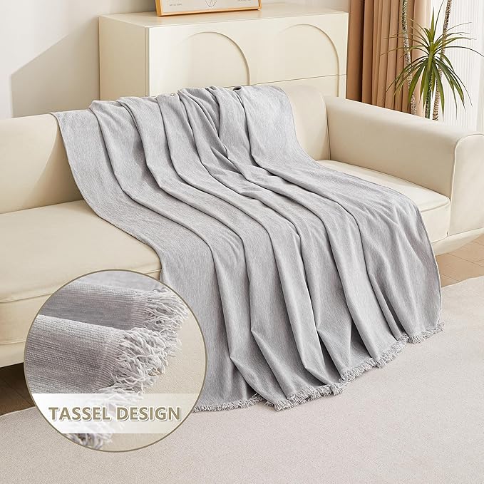 MYSKY HOME Chenille Sofa Cover for Dogs Cats Light Gery Couch Cover - Image 3