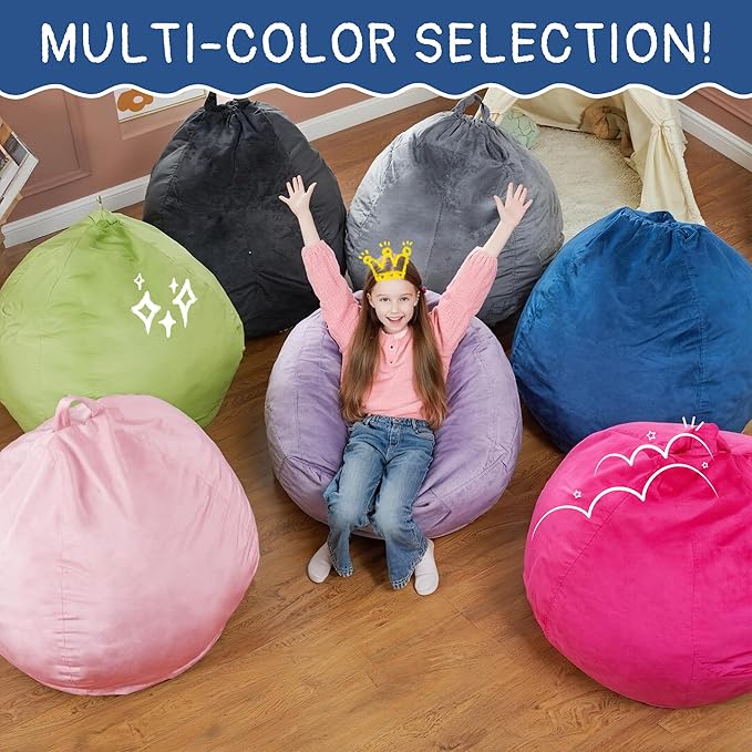 2FT Bean Bag Chair with Ultra Soft Velvet Cover Bean Bag Sofa with Memory Foam - Image 6