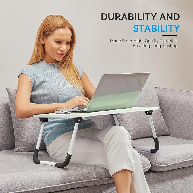 BUYIFY Folding Lap Desk, 23 Inch Portable Wood Green Laptop Bed Desk Lap Desk - Image 5