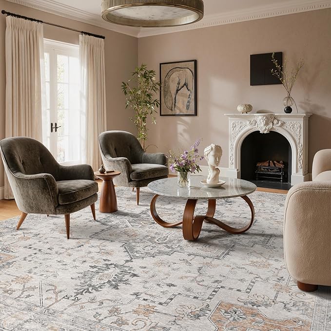 GENIMO 10x12 Area Rugs for Living Room, Non Slip Machine Washable Vintage Rugs - Image 8