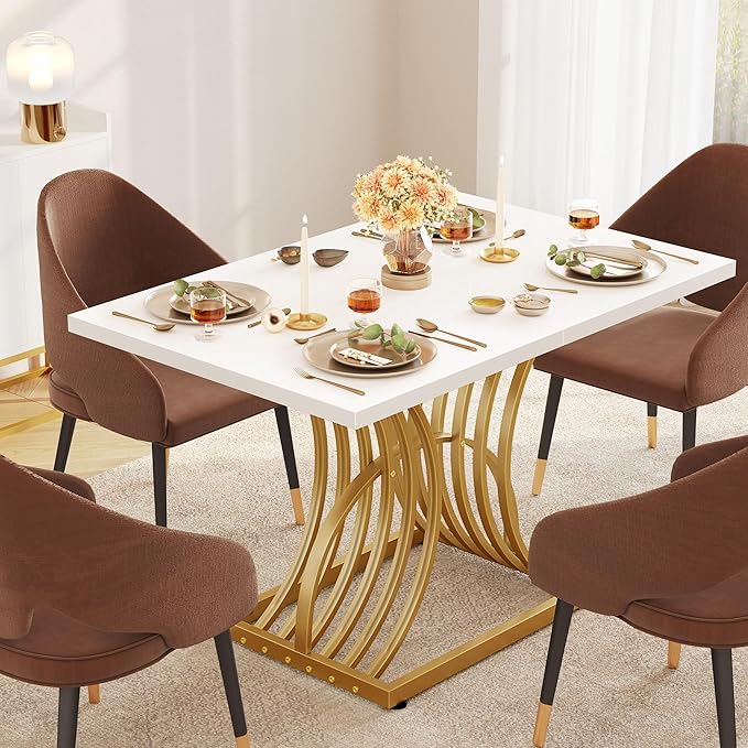 DWVO Modern Dining Table for 4 People 47 Inch Rectangular Kitchen Table - Image 6
