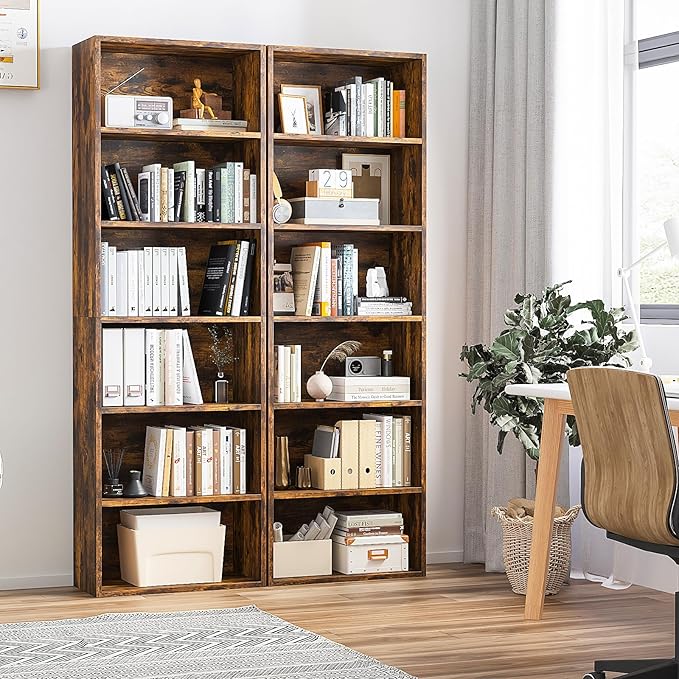 6-Tier Book Shelf, Floor Standing Open Bookcase, Wooden Display Storage Shelves - Image 3
