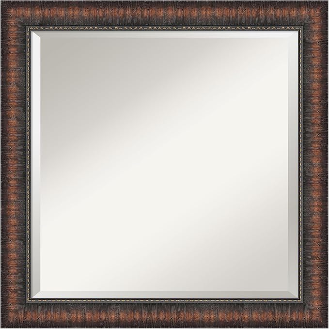 Amanti Art Brown Wall Mirror 24x24 Caleb Brown Square Bathroom Mirror by AmantiArt