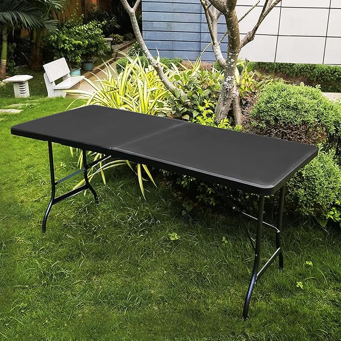 Athena Collection 6 ft Square Folding Dining Table, Large Plastic Foldable - Image 2