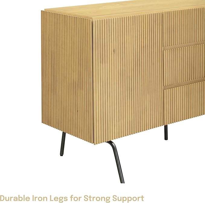 NTC Veil Sideboard with 2 Doors and 3 Drawers, Buffet Cabinet with Vertical - Image 9