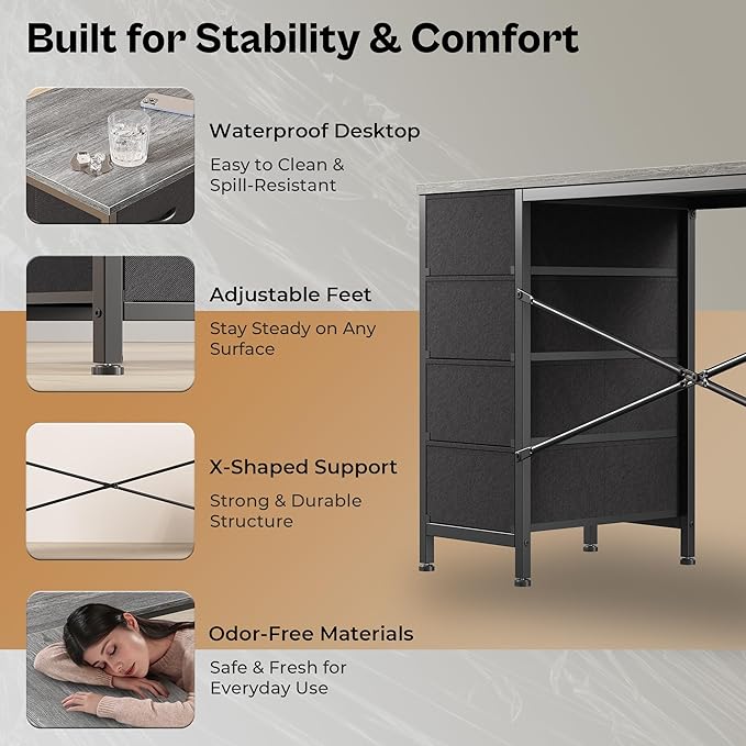 Huuger 63 Inch L Shaped Desk - Image 7
