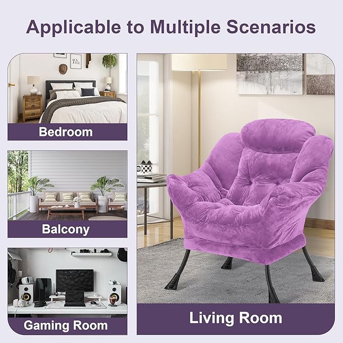 Fabric Lazy Chair for Adults, Oversized Upholstered Sofa Chair, Plush Comfy - Image 7