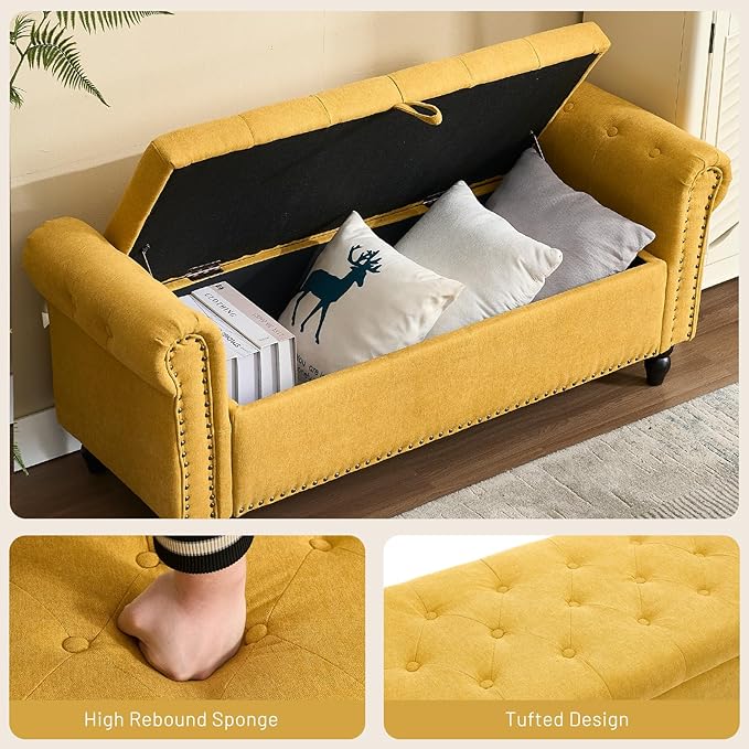 Furniliving 55” End of Bed Bench, Bedroom Bench - Image 4