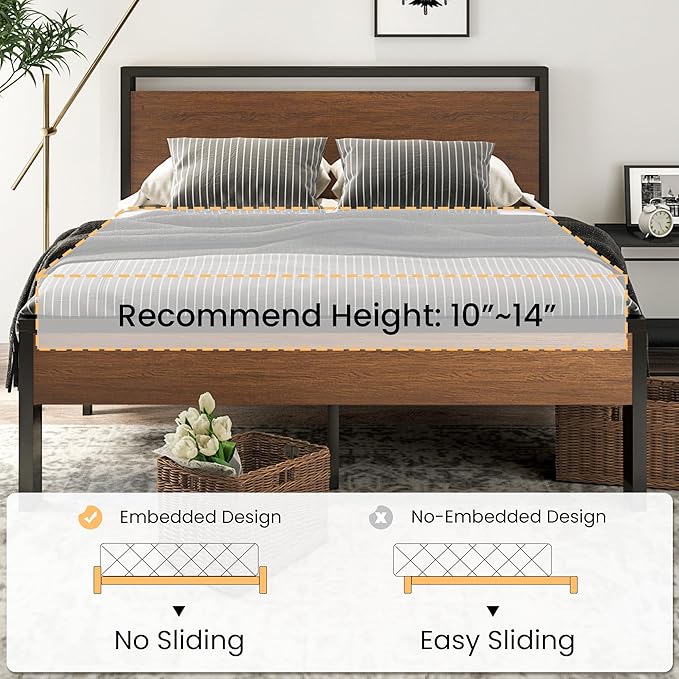 SHA CERLIN 14 Inch Full Size Metal Platform Bed Frame - Image 7