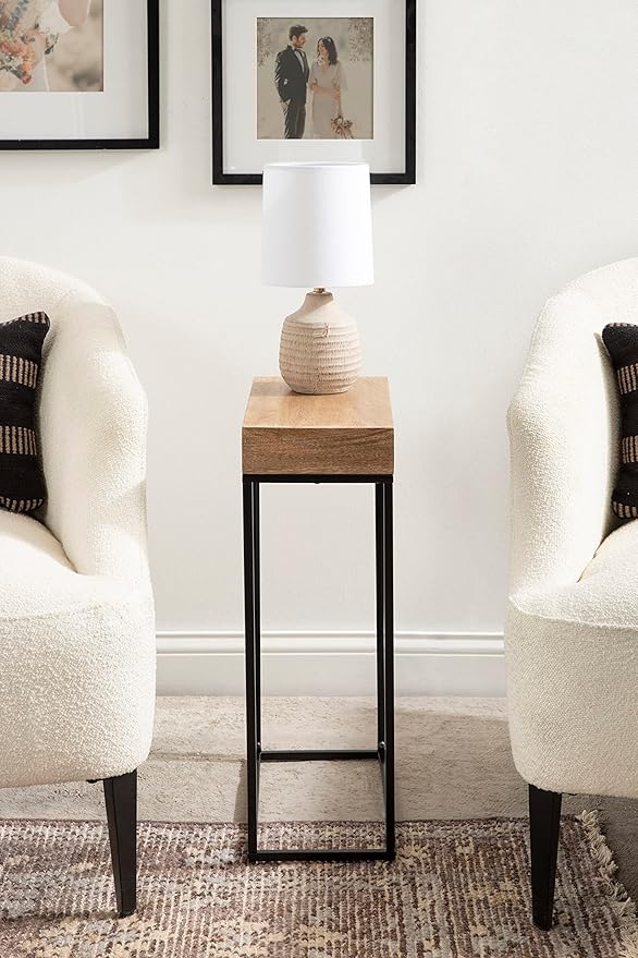Kate and Laurel Karlsen Wood and Metal Narrow Side Table; 16 x 24 x 8; Natural - Image 4