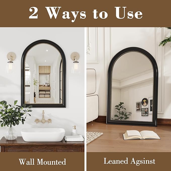 Axeman 24x36 Arched Wall Mirror, Decorative Bathroom Mirror, Traditional - Image 4