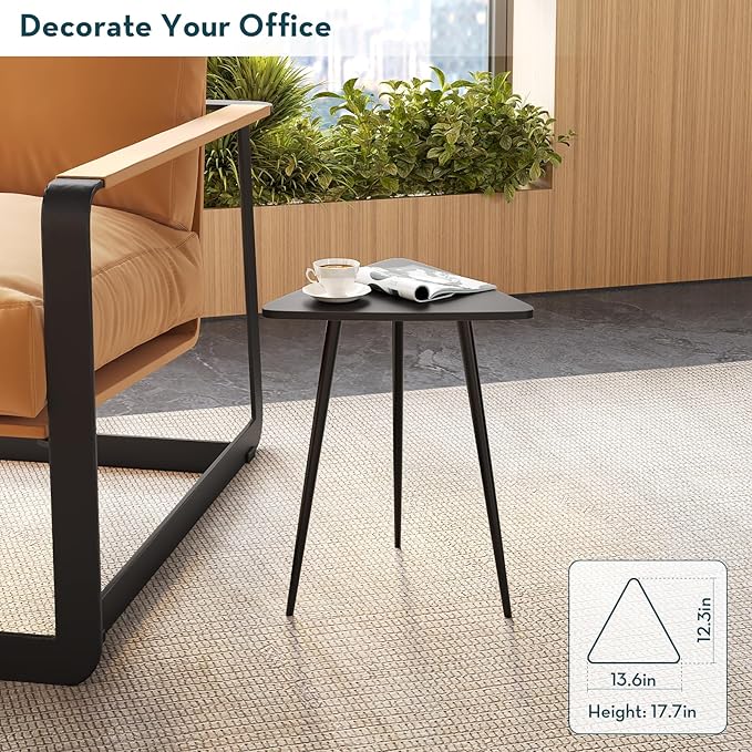 SAYGOER Small Black Side Table, Triangle End Table, Modern Narrow Bedside Table - Image 5