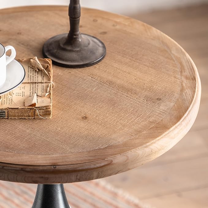Round End Table Living Room, Vintage Side Table, Farmhouse Pedestal Table - Image 6