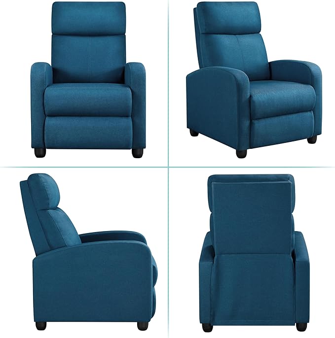 Yaheetech Fabric Recliner Sofa Modern Single Recliner Sofa Home Theater Seating - Image 6