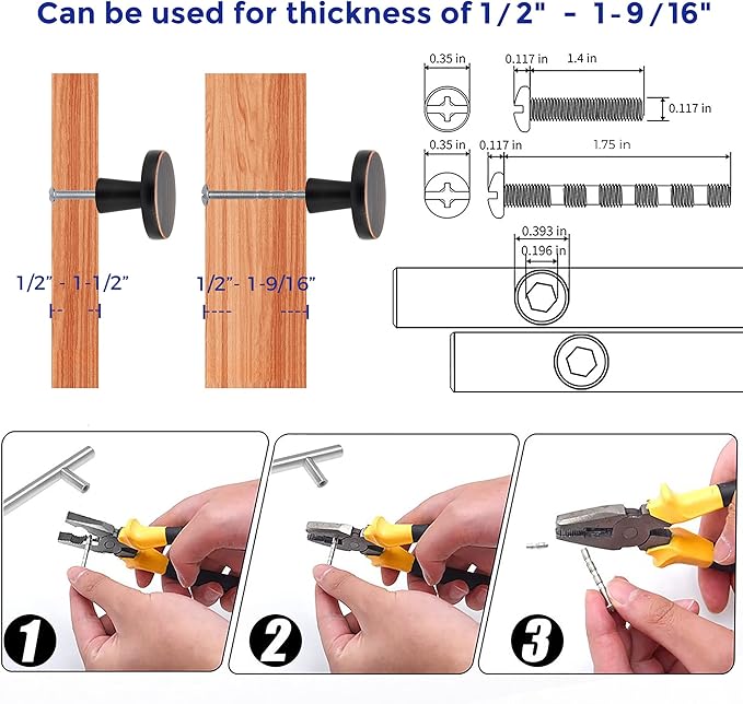 Ravinte 10 Pack Drawer Pulls 1-1/4 Inch Kitchen Cabinet Knobs Solid Round - Image 4
