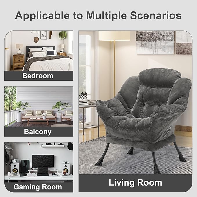 Fabric Lazy Chair for Adults, Oversized Upholstered Sofa Chair, Plush Comfy - Image 7
