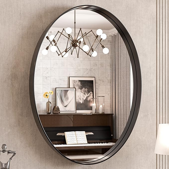 TokeShimi Oval Black Mirrors for Bathroom 22x30 Inch by RefinedBathroomAccessories