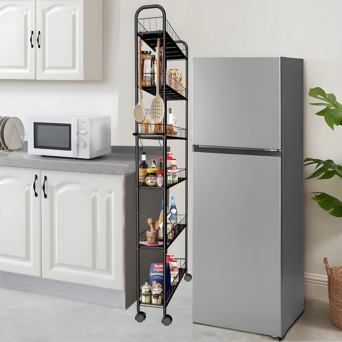 Slim Rolling Cart, 6-Tier Storage Cart - Image 2
