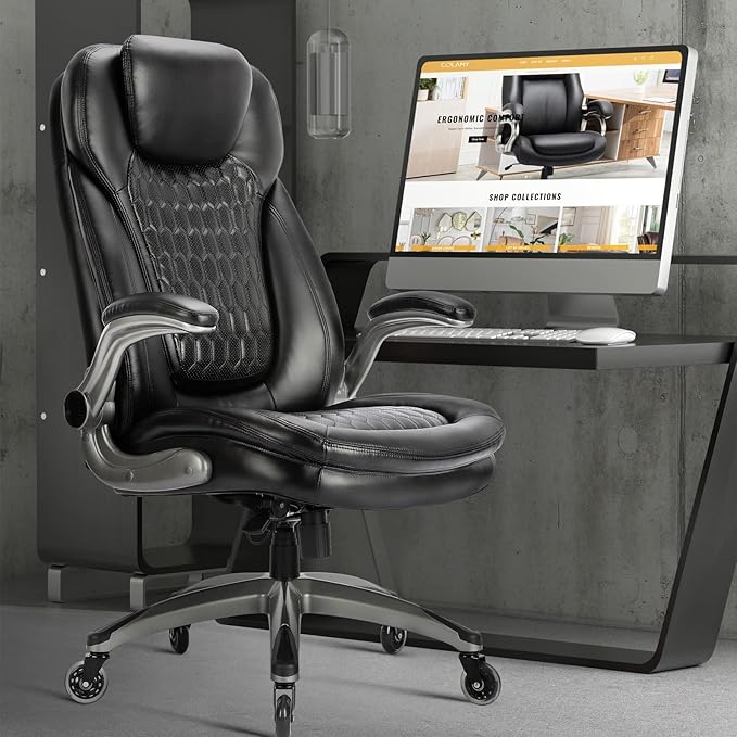 Executive Office Chair-Ergonomic Computer Desk Chair, High Back Leather Chair - Image 8