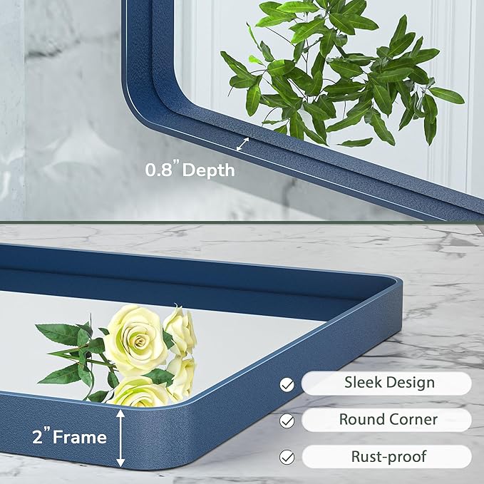 TokeShimi 60 x 36 Inch Blue Bathroom Vanity Mirror - Image 4