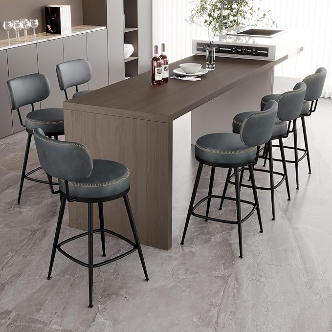 Counter Height Bar Stools, Faux Leather Kitchen Counter Stools by ErdoruLiving