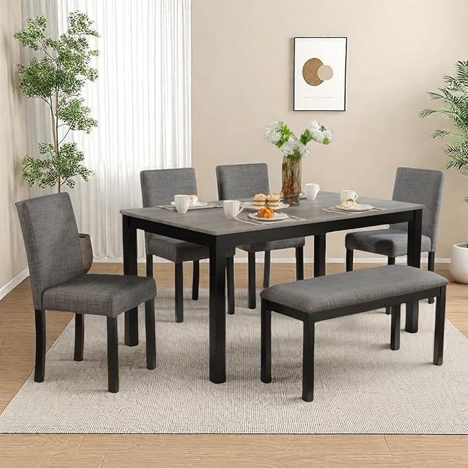 Dining Table Set for 5, 6-Piece Kitchen Table & Chairs Set by ChicFurnit
