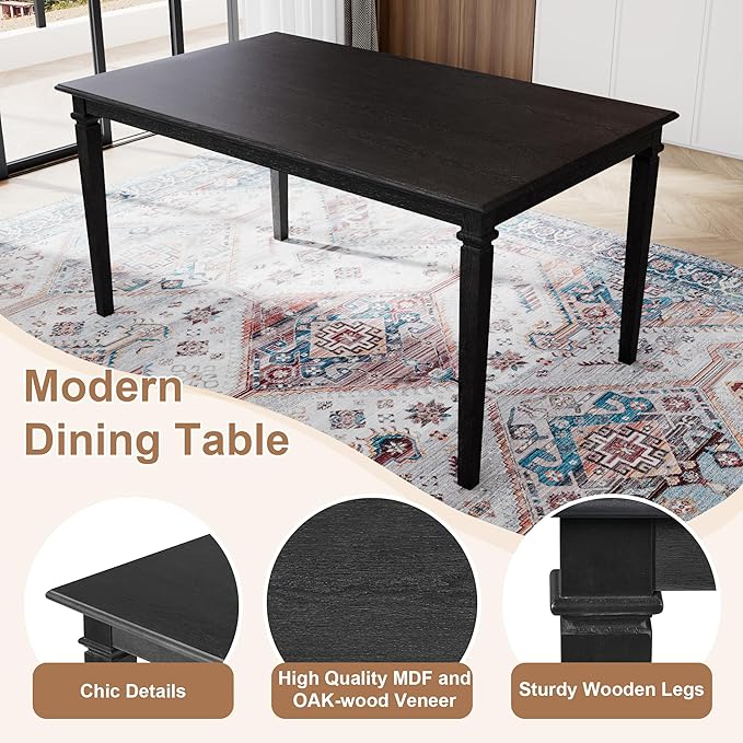 Merax 6-Piece Retro Dining Table Set, 6 Seats Wooden Rectangular Table - Image 4