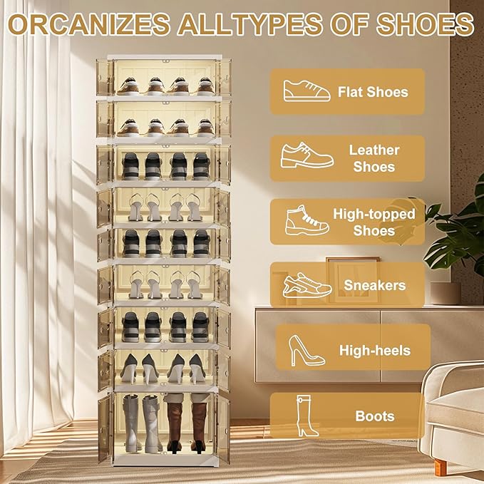 ELPHECO 9 Tier 18 Pairs Plastic Shoe Rack - Image 5