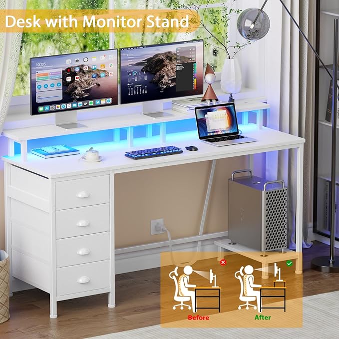 Furologee 55" White Computer Desk - Image 7