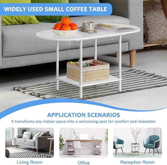 Small Oval Coffee Tables Modern Low Coffee Table - Image 6