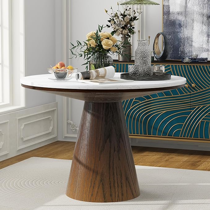 ERYE Contemporary Wooden Round Dining Table, More Decorative Rubber Wood by Unknown