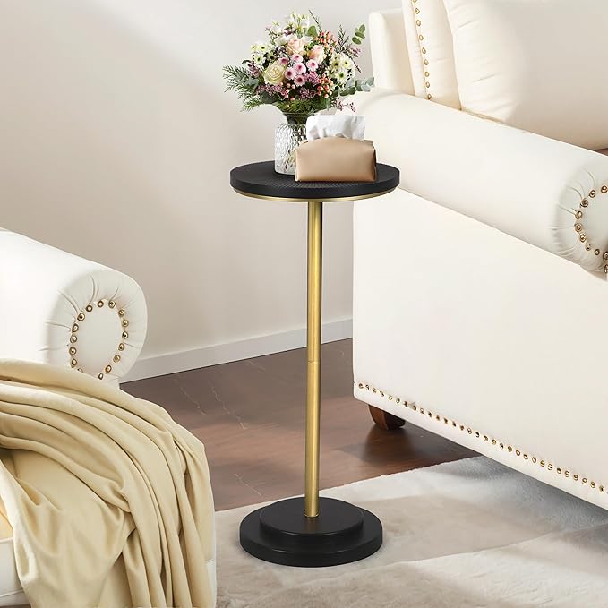 Drink Table Set of 2, Small Round Pedestal Side Table by COVLON