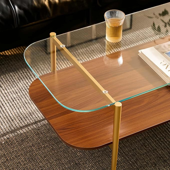 AGV LIGHTING Tadio Glass Coffee Table, Mid-Century Modern Coffee Table - Image 9