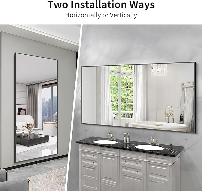 KOCUUY Black Bathroom Mirrors for Wall, 72x36 Large Rectangle Mirrors for - Image 7