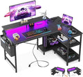 ODK 48 Inch Gaming Desk with USB Charging Ports and LED Lights, Reversible L by ODK