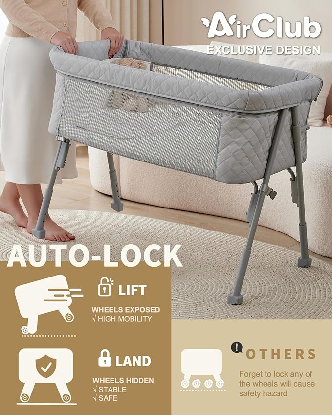 AirClub Bassinet Bedside Sleeper, Baby Crib - Image 4
