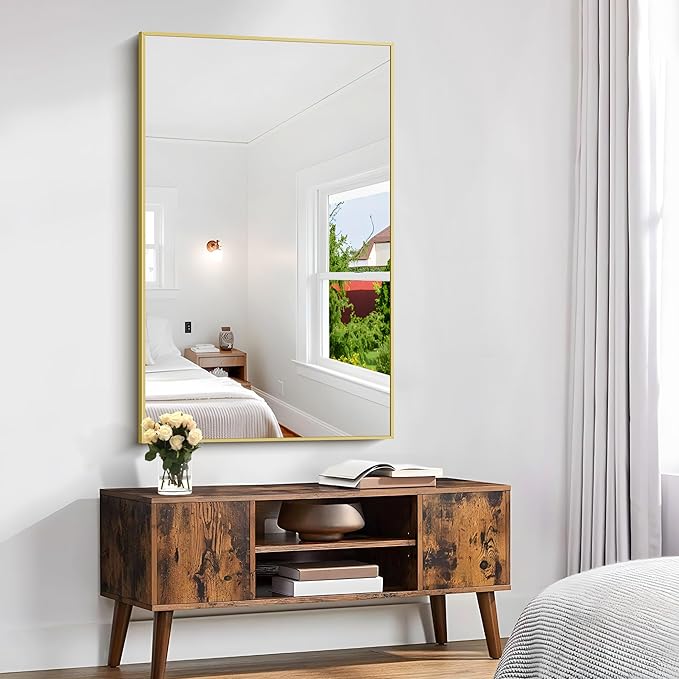 KOCUUY 30x48 Inch Large Gold Wall Mounted Mirror, Aluminum Framed Decorative - Image 6