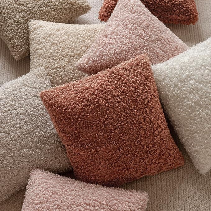 Foindtower 2 Pieces 16x16 Inch Dusty Pink, Faux Fur Throw Pillow Cover Accent - Image 7
