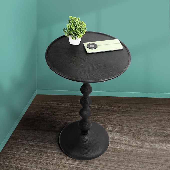 CLEENTABLE Pedestal Round Lightweight Metal Side Table - Image 10