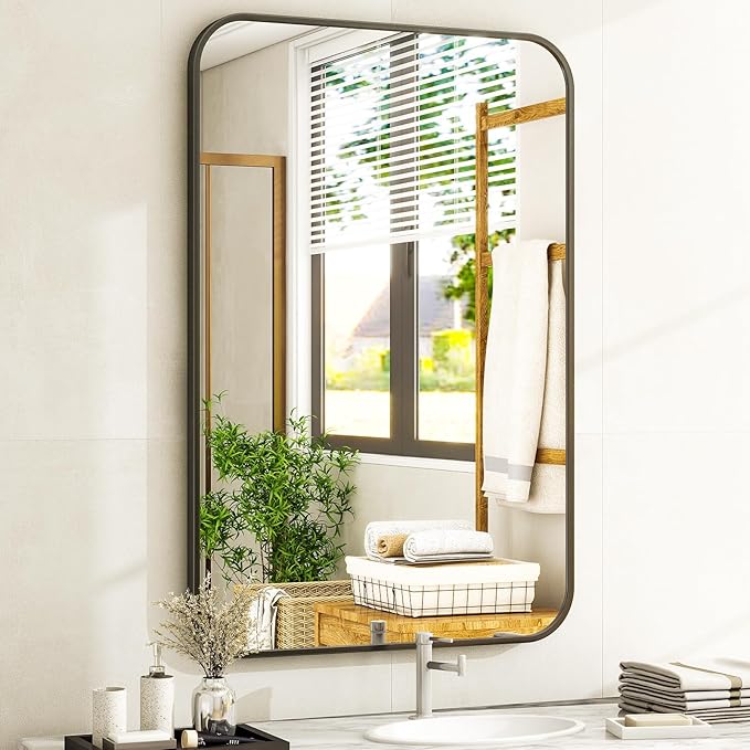 26 x 38 Inch Bathroom Mirror, Rounded Rectangular Vanity Mirror - Image 3