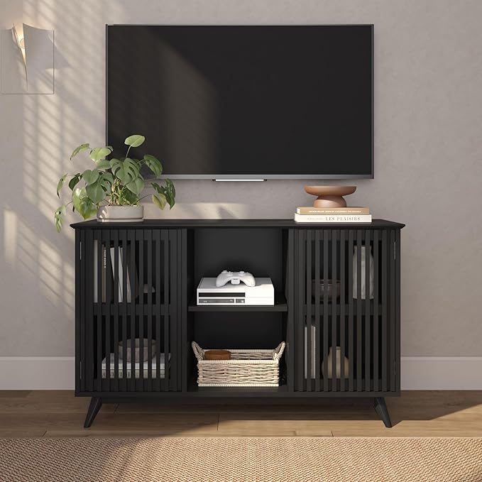 Plank+Beam Mid-Century Modern Wood TV Stand, Solid Wood Entertainment Console - Image 3