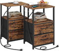 TUTOTAK End Table with Charging Station, Side Table with 2 USB Ports and Outlets by WelcometotheTUTOTAKHome